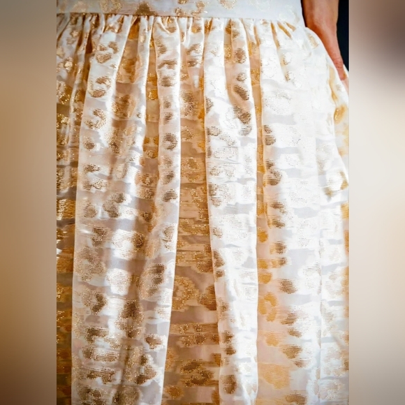 Anthropologie Burnout Shimmer Maxi Skirt, White & Gold, Side Zipper, NWT, Small - Picture 3 of 16